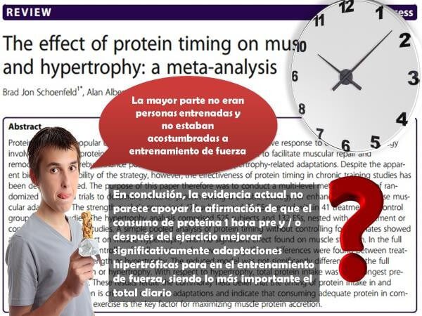 Proteína en el peri-entrenamiento (antes-durante-después) 3 Timing peri-entreno de la proteína