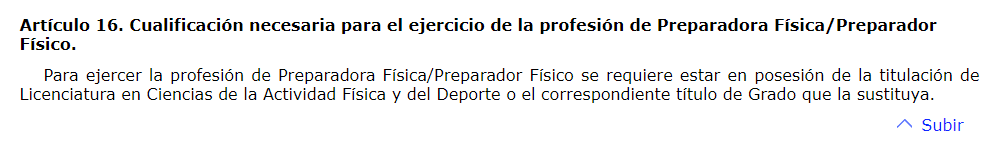 Cualificación profesión del ejercicio