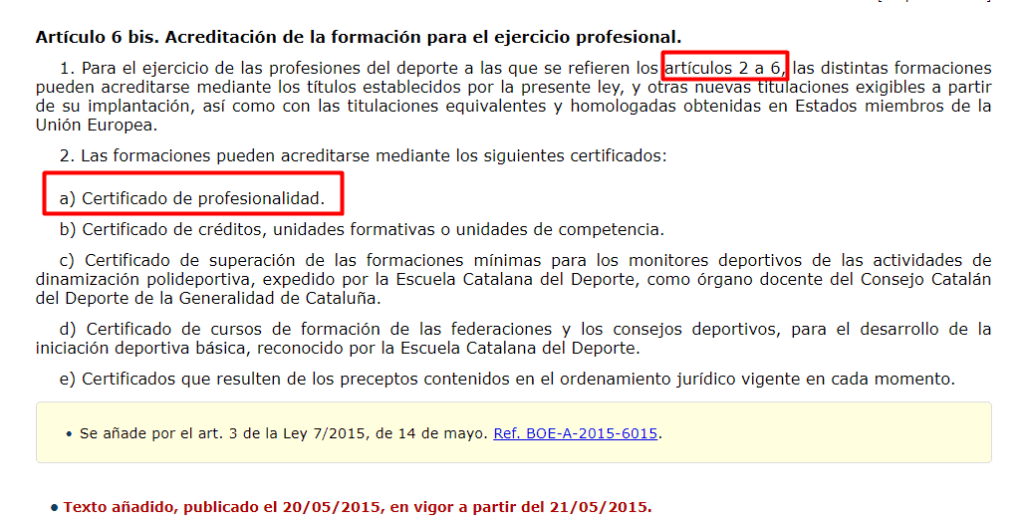 Acreditación de la formación