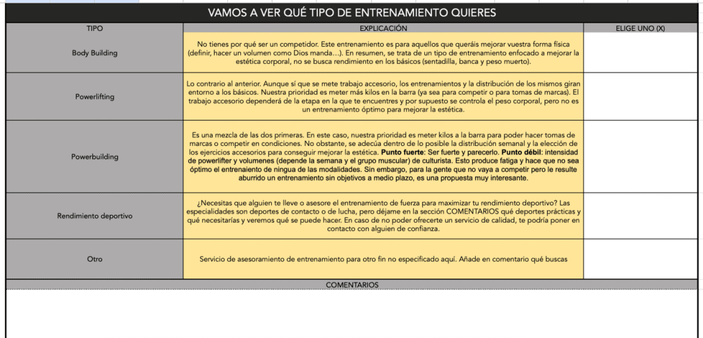 Tipos de entrenamiento