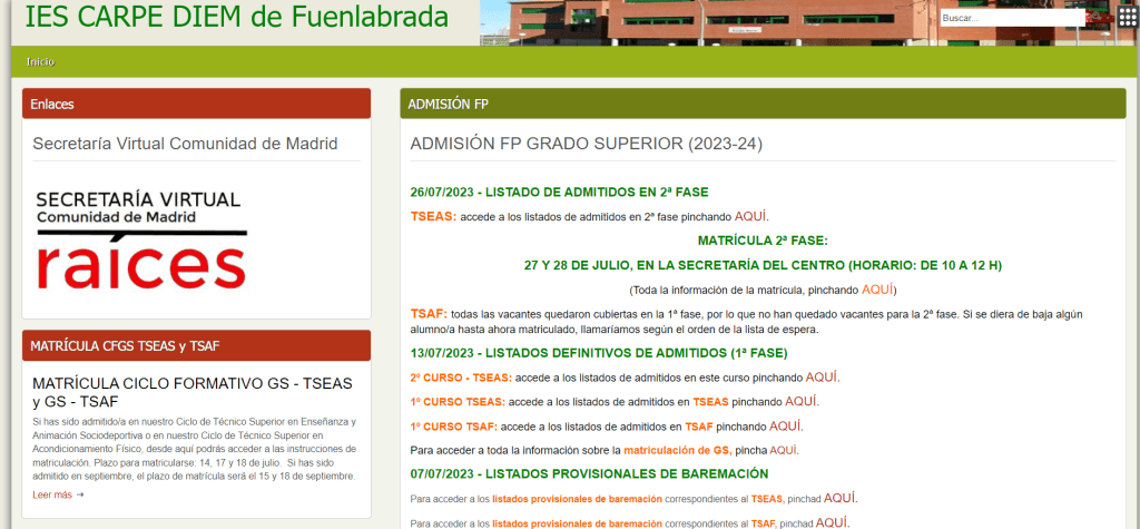 Web del IES Carpe Diem