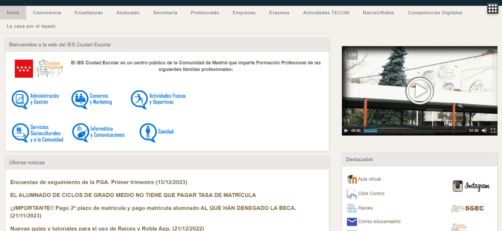 Web del IES Ciudad Escolar