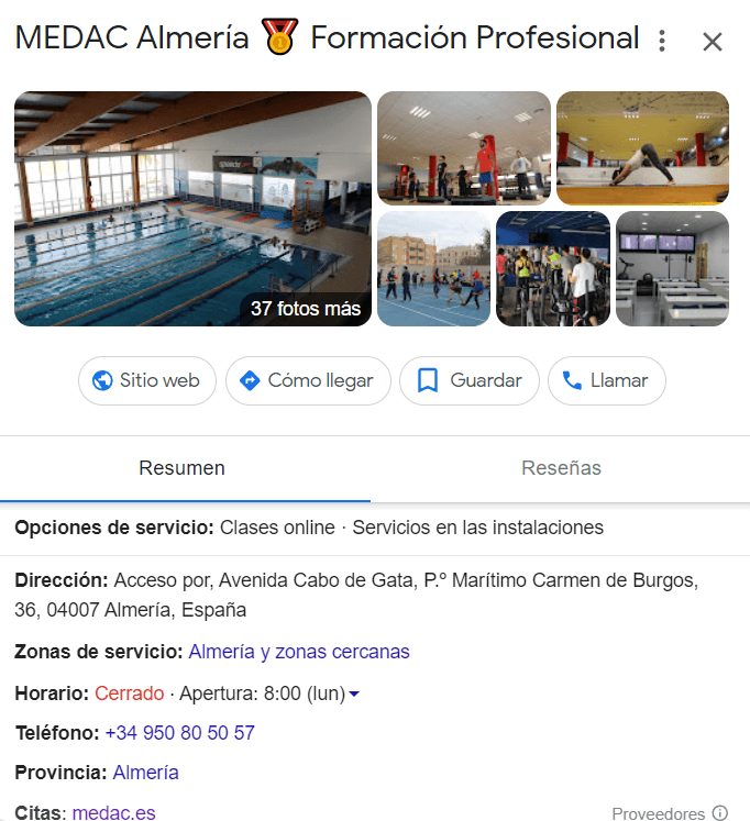 ¿Dónde estudiar TSAF en Almería? 7 Web de MEDAC