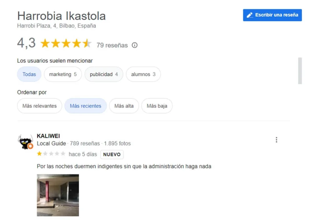 comentarios sobre centros de estudios de TSAF Bilbao
