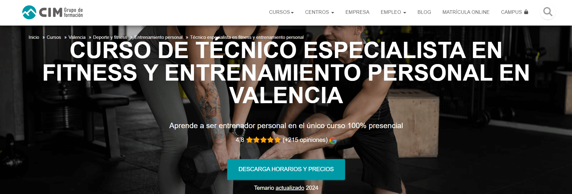 Mejores cursos de Entrenador Personal en Valencia