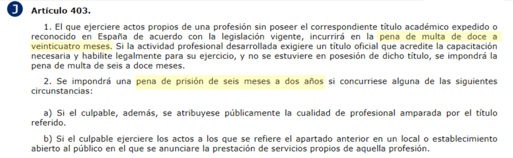 Artículo 403 de la Ley Orgánica 