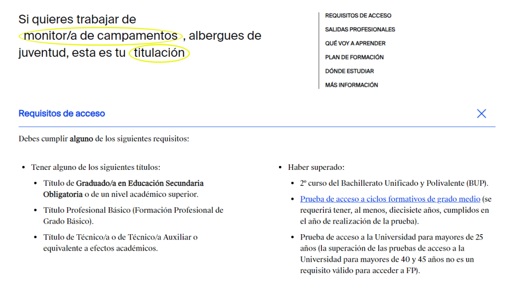 Requisitos de acceso a TEGU