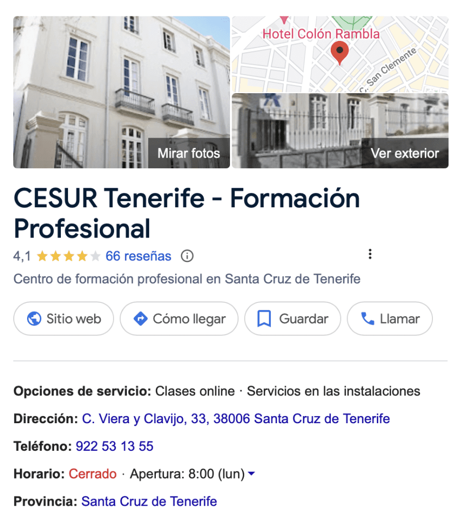 Cesur Tenerife formación profesional