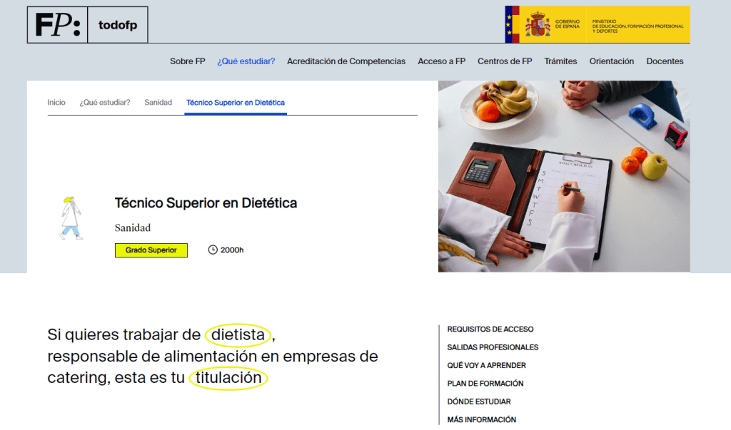 Técnico Superior en Dietética