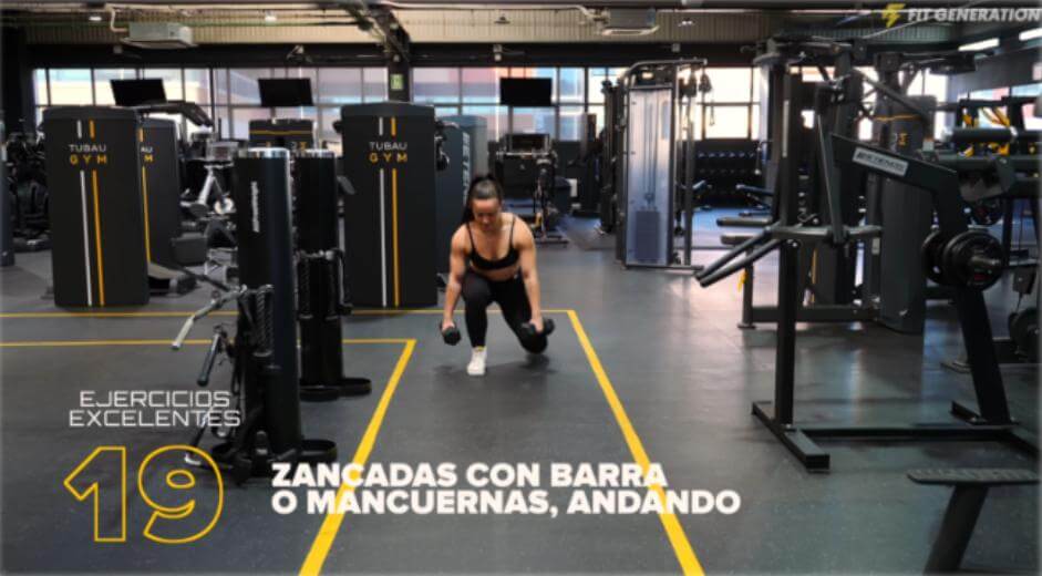 Zancadas con barra o mancuernas