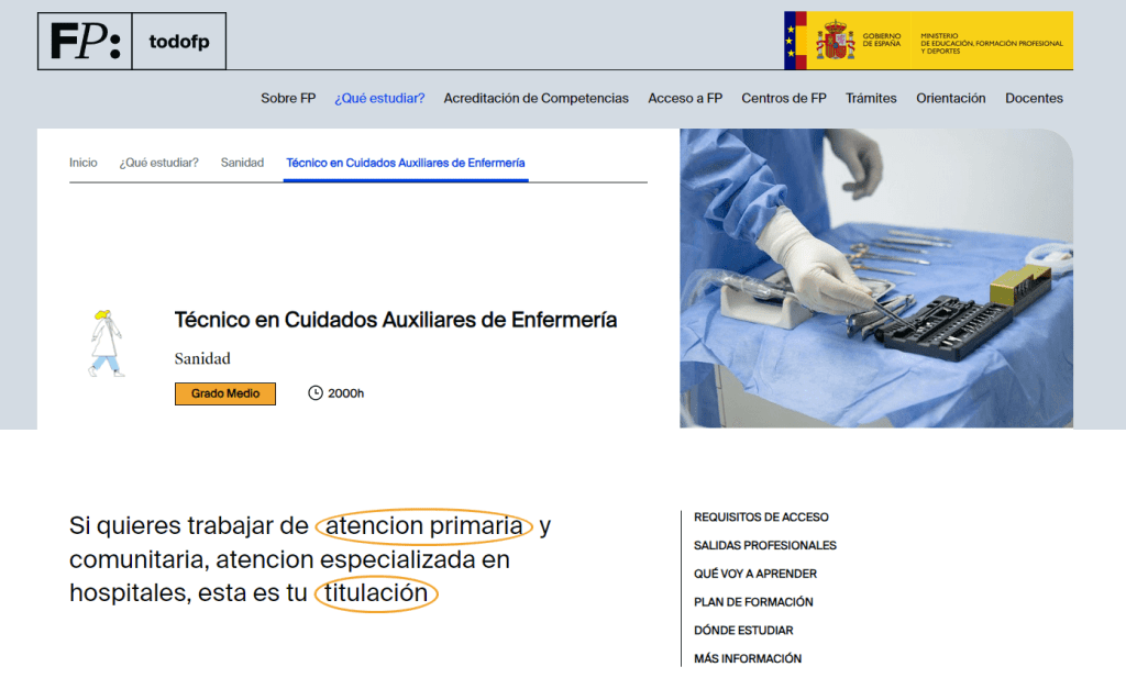 Técnicos auxiliares de enfermería