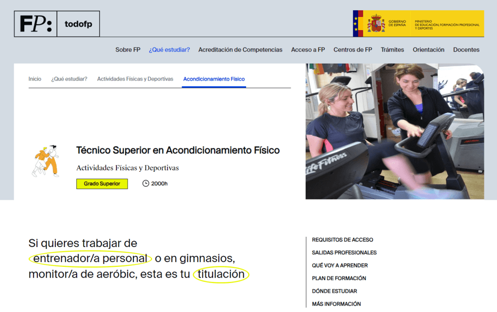 Titulación entrenador personal
