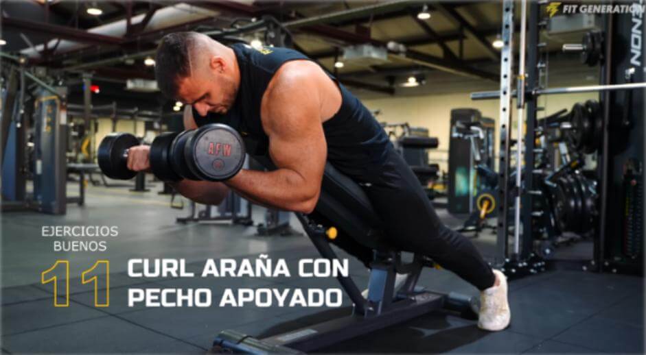 Curl araña con pecho apoyado