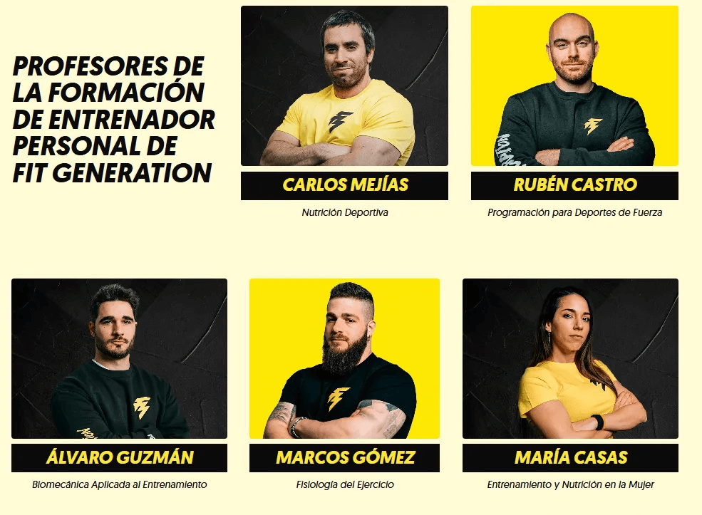 Profesores de formacion Fit Generatión