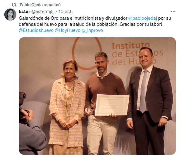 Galardón de oro para Nutricionista