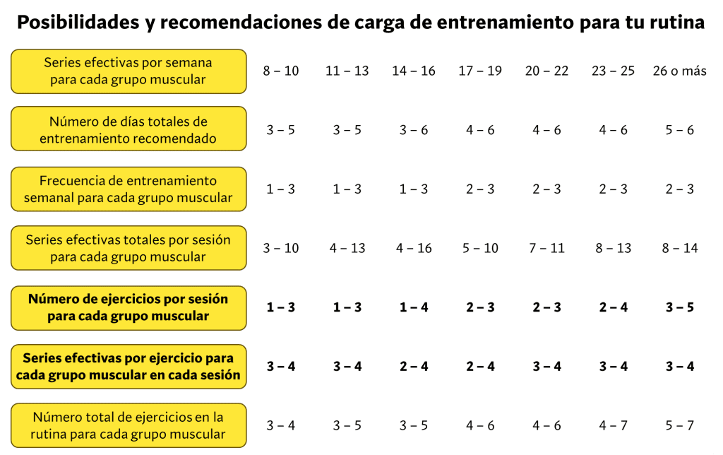 Carga de entrenamiento rutina