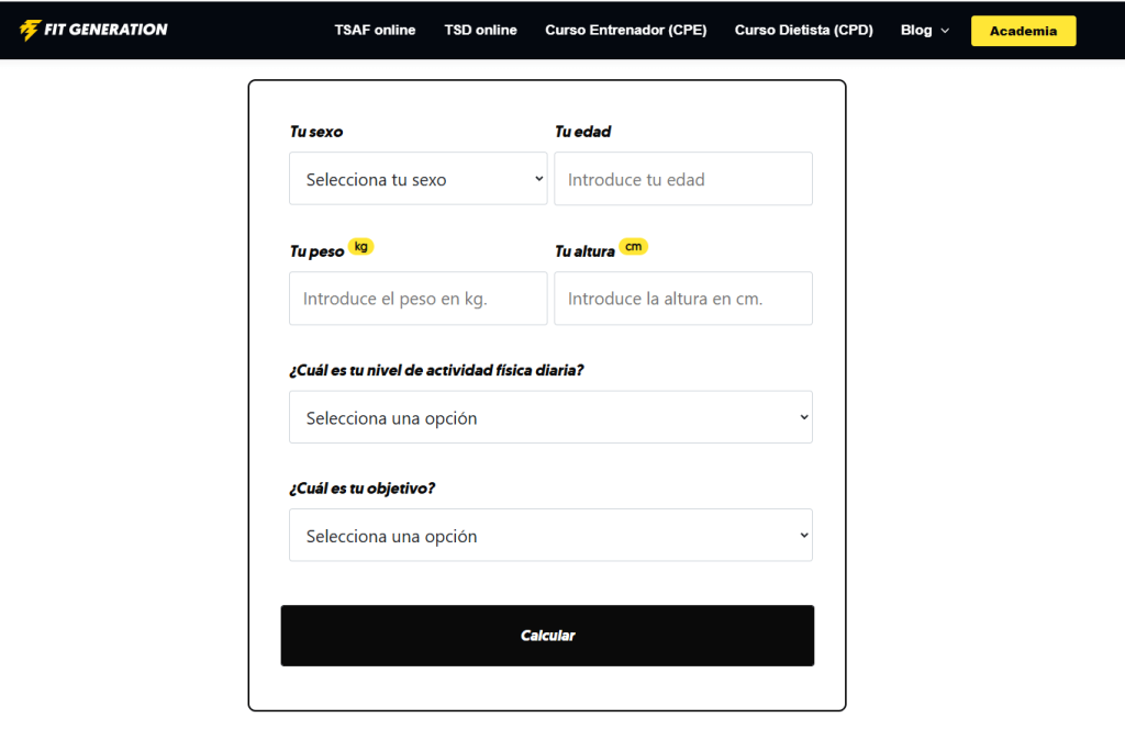 Calculadora de Fit Generation