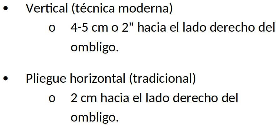 Abdominal unos 2-3 cm del ombligo