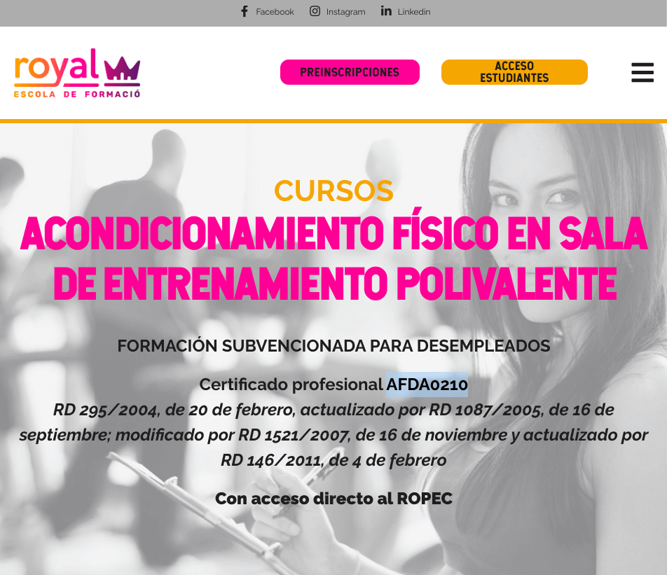 Web Royal Escola de Formació 