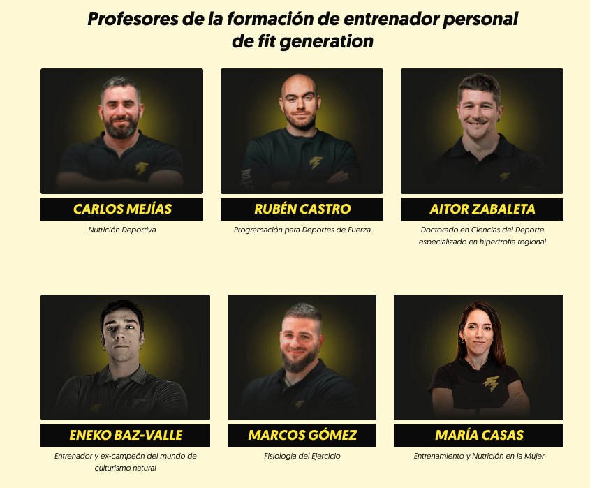 Profesionales del entrenamiento Fit Generation