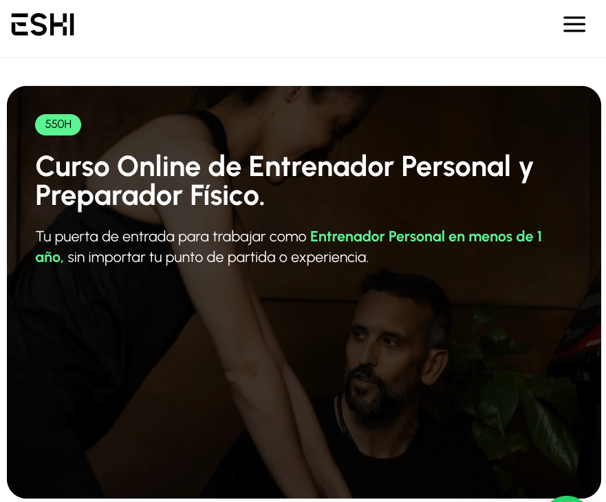 Curso de entrenador personal online ESHI
