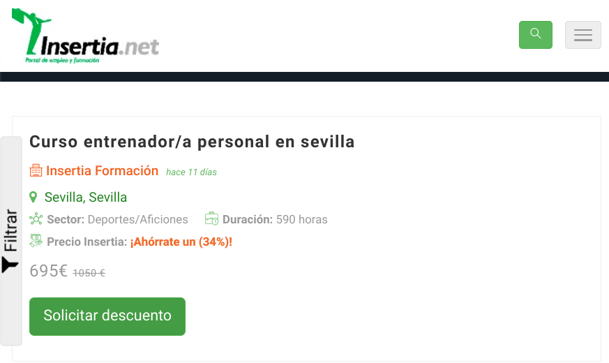 Curso Entrenador personal de Insertia