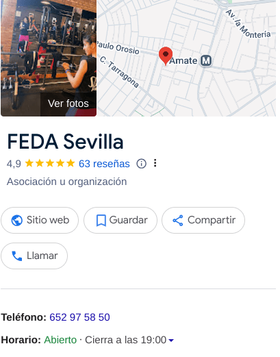 Perfil Google My Business de FEDA