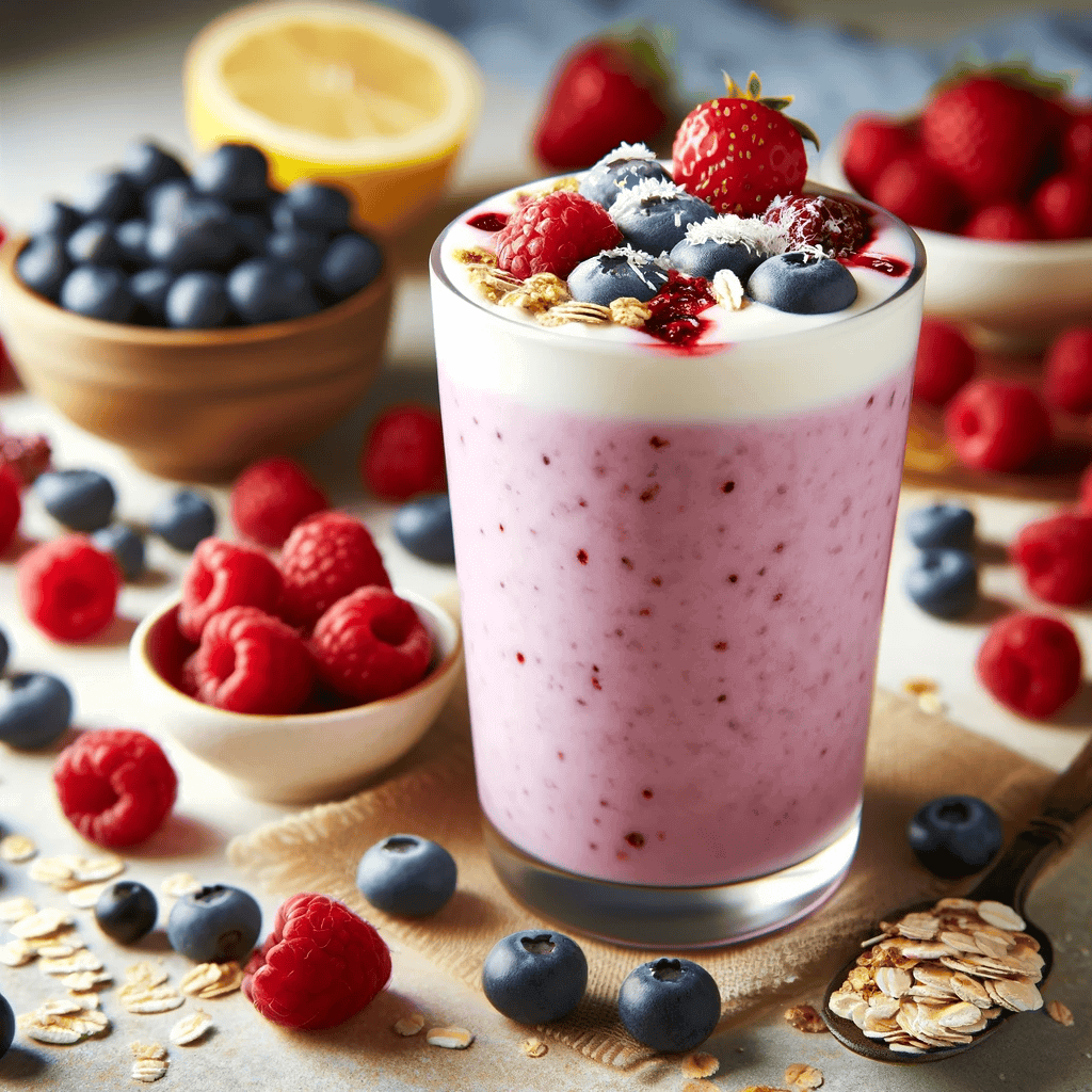 Batido de yogur frutos rojos y avena