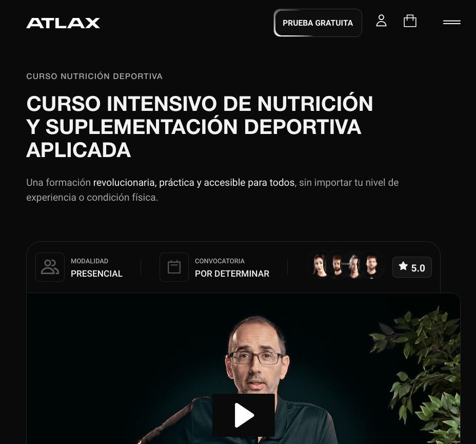 Curso Nutrición y Suplementación  Atlax