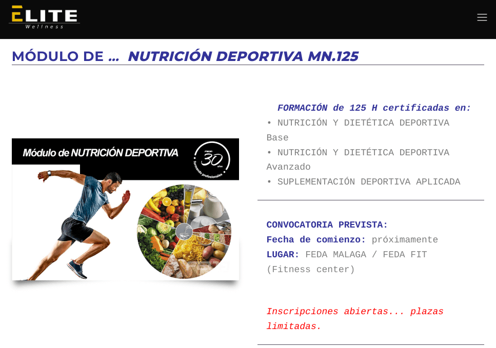 Módulo de nutrición deportiva 