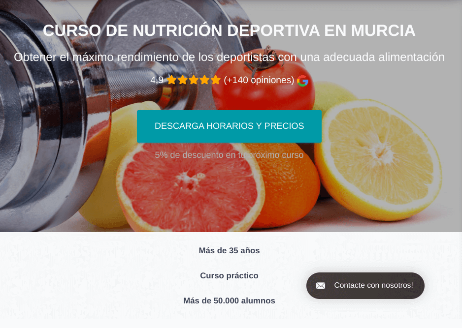 Curso de nutrición deportiva Murcia