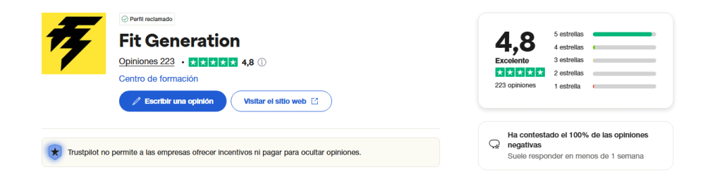 Usuarios de Trustpilot reseñas Fit Generation