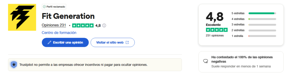 Fit Generation en Trustpilot