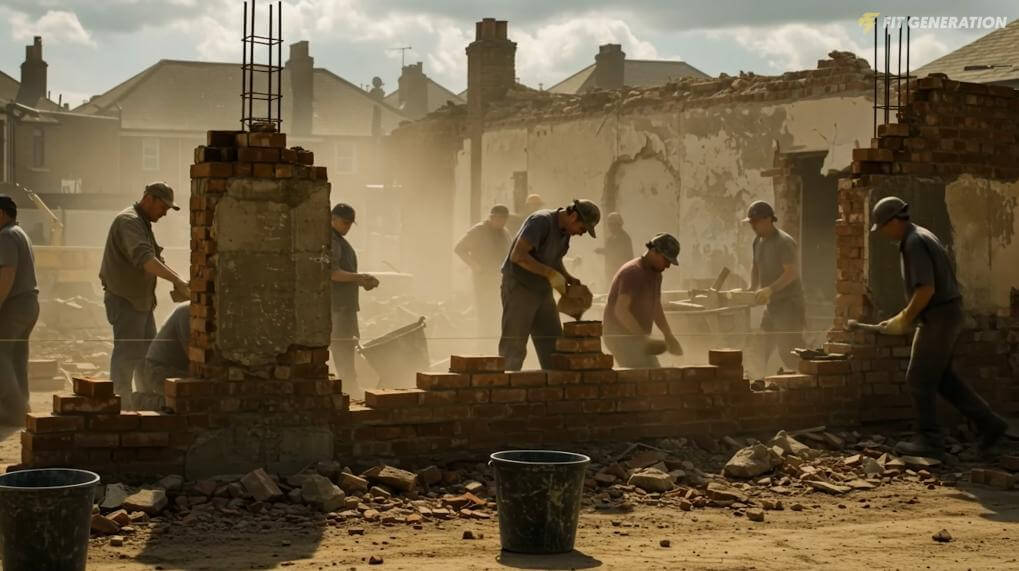¿Qué tan rápido pierdes músculo cuándo dejas de entrenar? 3 Comparación edificio en construcción