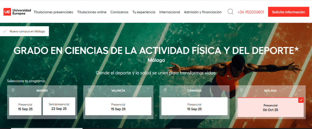 ¿Dónde estudiar CAFYD en Málaga? 7 Universidad Europea de Andalucía