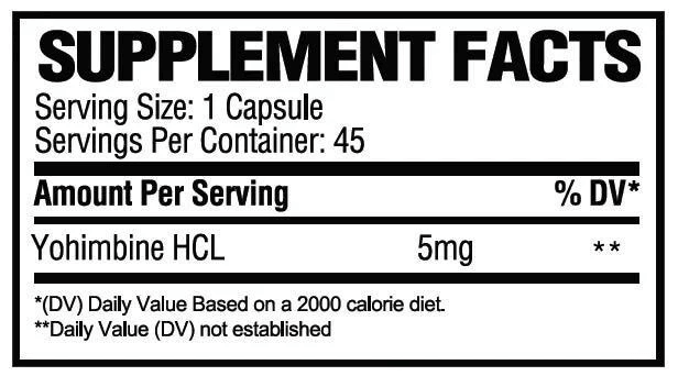 Contenido de suplemento Yohimbina