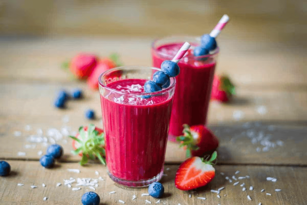 Batido requesón y frutos rojos con miel