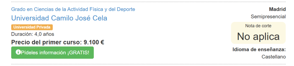 Precio de curso semipresencial