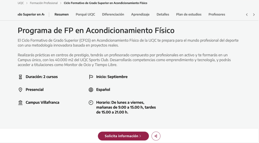 Programa FP en acondicionamiento físico