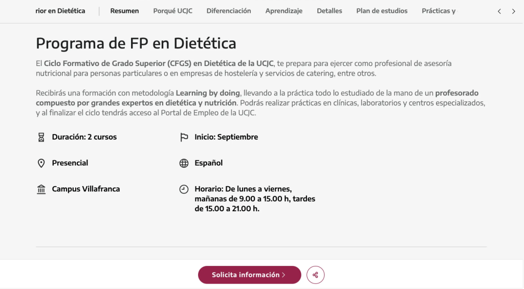 Programa FP en Dietética