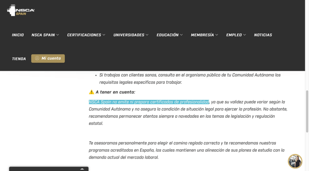 Web de NSCA España