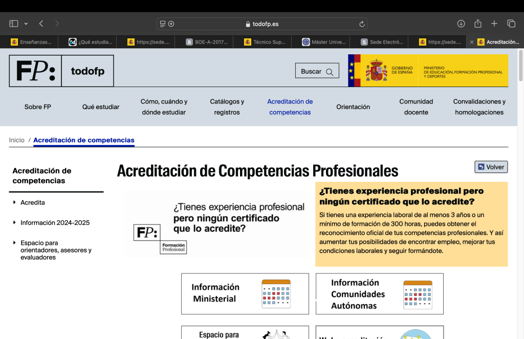 Todas las Carreras y Formaciones Oficiales relacionadas con el Deporte en España 2 Acreditación de competencias
