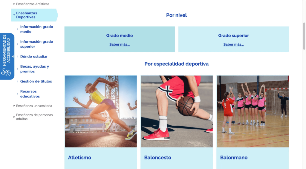 Todas las Carreras y Formaciones Oficiales relacionadas con el Deporte en España 21 Web del Ministerio de Educación