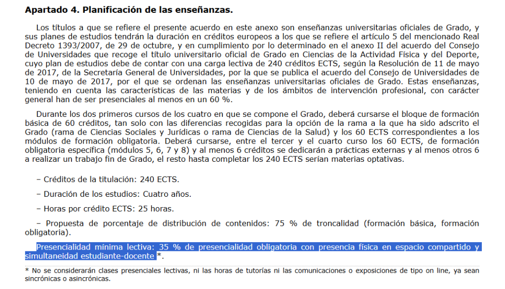 Todas las Carreras y Formaciones Oficiales relacionadas con el Deporte en España 25 Planificación de la enseñanzas
