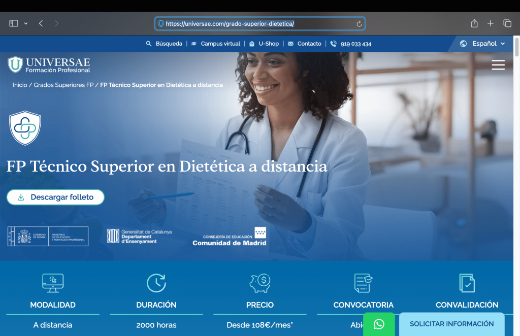 Universae PF Técnico superior dietetica