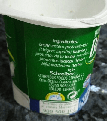 Ingredientes y composición yogures