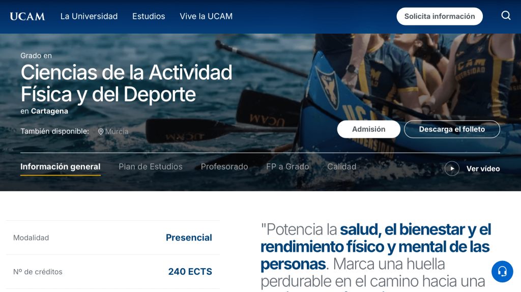 Ciencias actividad física y deporte UCAM