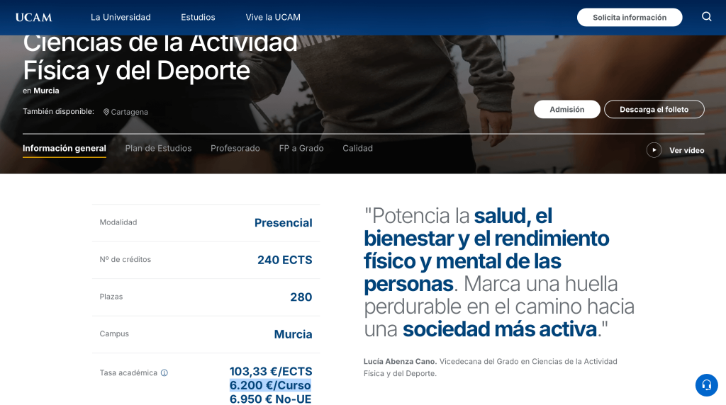 Precios de formación UCAM