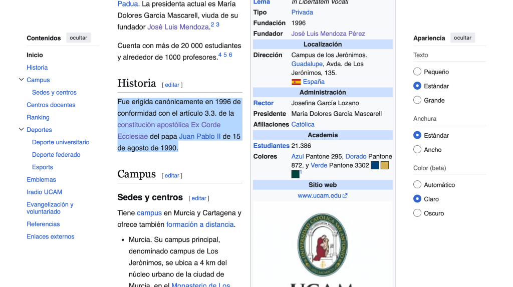 Historia Universidad Católica de Murcia