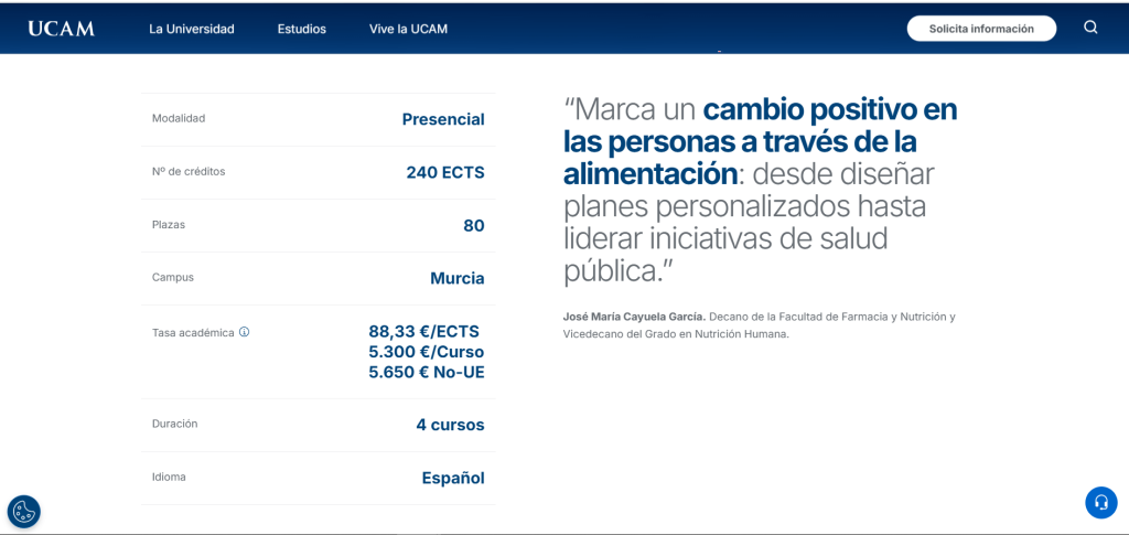 Página oficial de la UCAM